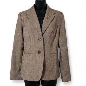 Ann Taylor Brown Two Button Blazer Notch Collar Size 4